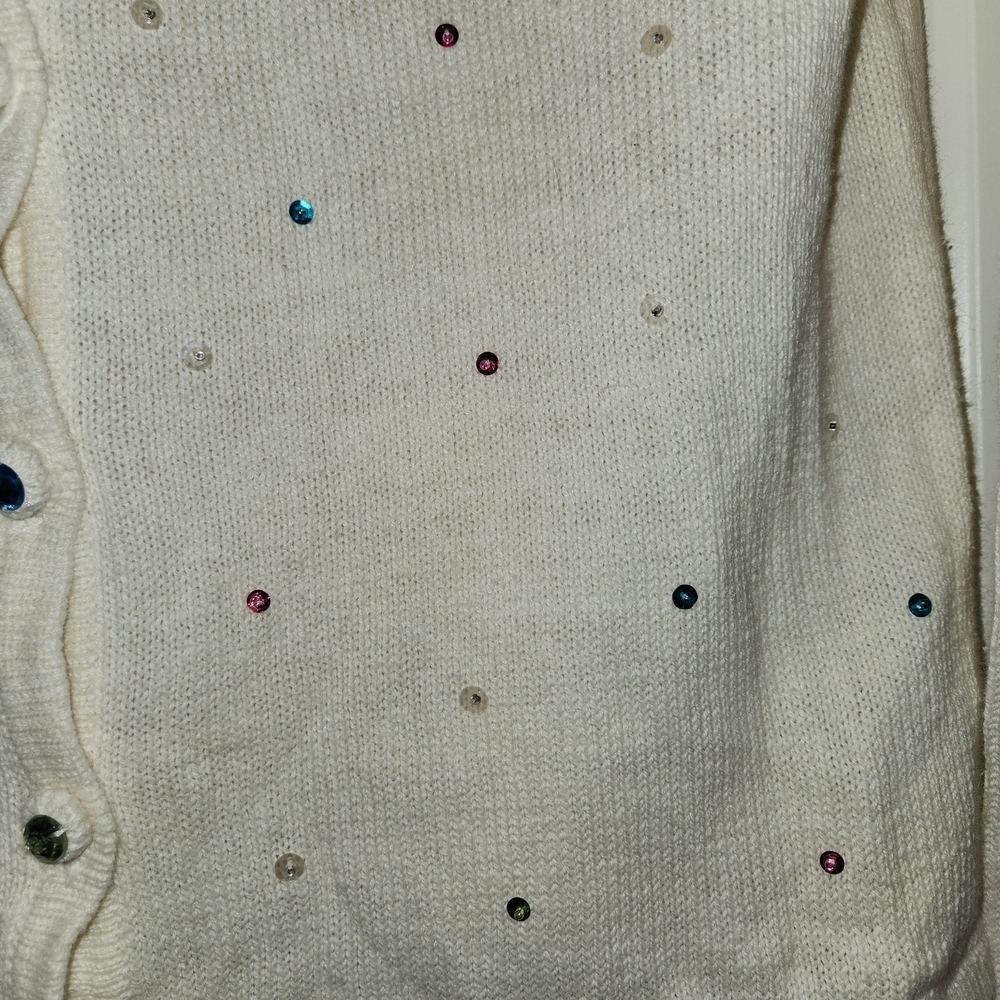 Vintage Tiara International Beaded Holiday Christmas Cardigan Sweater Size S - Picture 9 of 16
